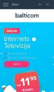 How balticom.lv looks like on a mobile device such as an iPhone.