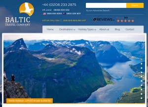 How baltictravelcompany.com looks like on a tablet such as an iPad.