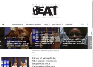 How baltimorebeat.com looks like on a tablet such as an iPad.