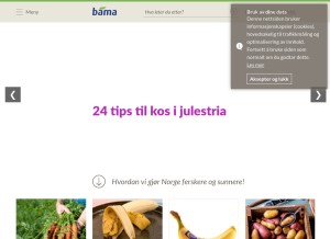 How bama.no looks like on a tablet such as an iPad.