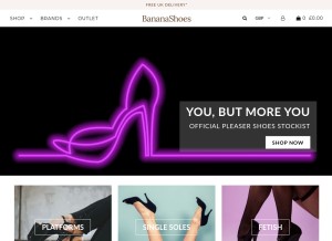 How bananashoes.com looks like on a tablet such as an iPad.