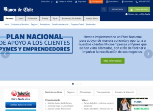 How bancochile.cl looks like on a tablet such as an iPad.