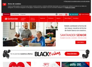 How bancosantander.es looks like on a tablet such as an iPad.