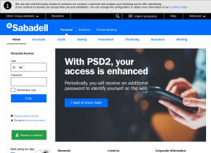 How bancsabadell.com looks like on a tablet such as an iPad.