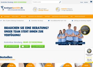 How bandagenspezialist.de looks like on a tablet such as an iPad.