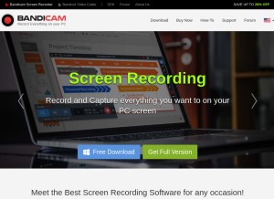 How bandicam.com looks like on a tablet such as an iPad.