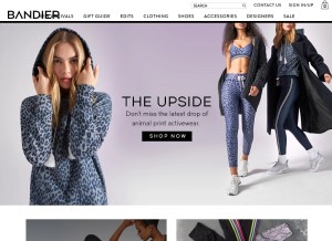 How bandier.com looks like on a tablet such as an iPad.