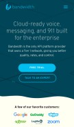 How bandwidth.com looks like on a mobile device such as an iPhone.