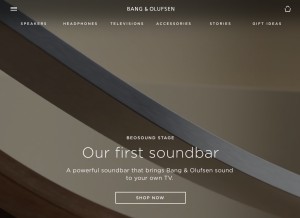 How bang-olufsen.com looks like on a tablet such as an iPad.