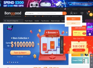 How banggood.com looks like on a tablet such as an iPad.