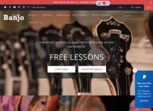 How banjostudio.com looks like on a tablet such as an iPad.