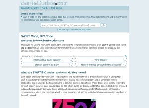 How bank-codes.com looks like on a tablet such as an iPad.