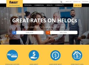 How bankatfirst.com looks like on a tablet such as an iPad.