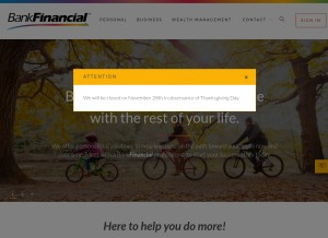 How bankfinancial.com looks like on a tablet such as an iPad.