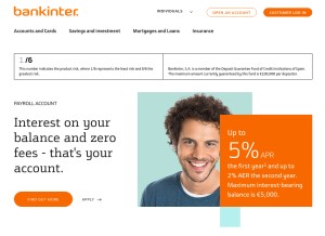 How bankinter.com looks like on a tablet such as an iPad.