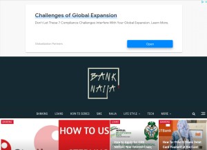 How banknaija.com looks like on a tablet such as an iPad.