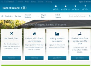 How bankofireland.com looks like on a tablet such as an iPad.