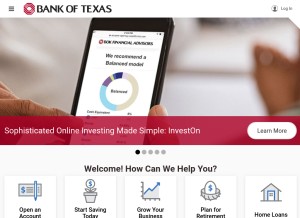 How bankoftexas.com looks like on a tablet such as an iPad.