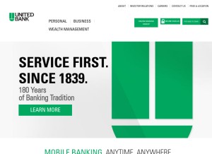 How bankwithunited.com looks like on a tablet such as an iPad.