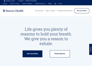 How bannerhealth.com looks like on a tablet such as an iPad.