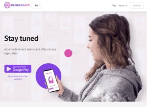 How bannersapp.com looks like on a tablet such as an iPad.
