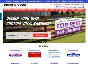 How bannersonthecheap.com looks like on a tablet such as an iPad.