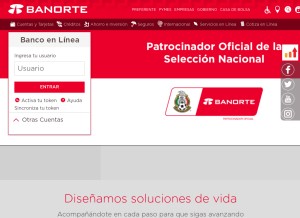 How banorte.com looks like on a tablet such as an iPad.
