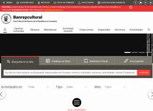 How banrepcultural.org looks like on a tablet such as an iPad.