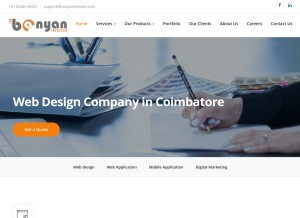 How banyaninfotech.com looks like on a tablet such as an iPad.