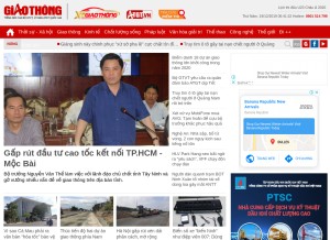 How baogiaothong.vn looks like on a tablet such as an iPad.