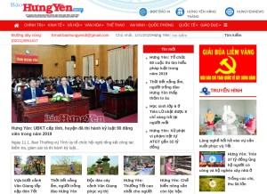 How baohungyen.vn looks like on a tablet such as an iPad.