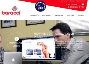 How baracci.com looks like on a tablet such as an iPad.