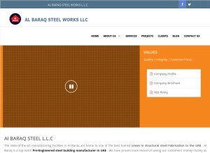 How baraqsteel.com looks like on a tablet such as an iPad.