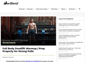 How barbend.com looks like on a tablet such as an iPad.