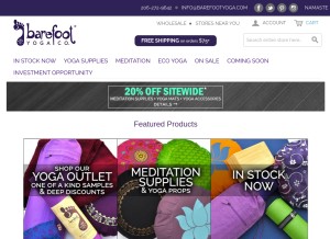 How barefootyoga.com looks like on a tablet such as an iPad.