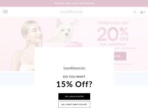 How bareminerals.com looks like on a tablet such as an iPad.