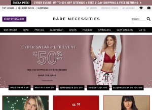 How barenecessities.com looks like on a tablet such as an iPad.