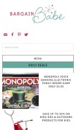 How bargainbabe.com looks like on a mobile device such as an iPhone.