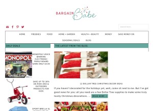 How bargainbabe.com looks like on a tablet such as an iPad.