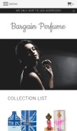 How bargainperfume.com looks like on a mobile device such as an iPhone.
