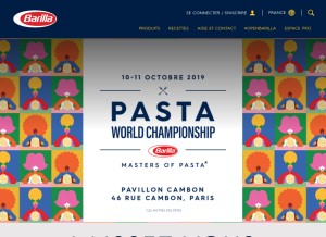 How barilla.com looks like on a tablet such as an iPad.