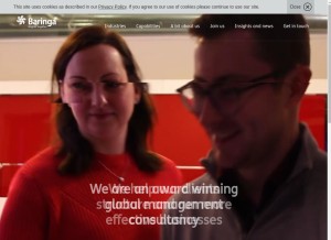 How baringa.com looks like on a tablet such as an iPad.