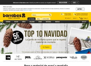 How barrabes.com looks like on a tablet such as an iPad.