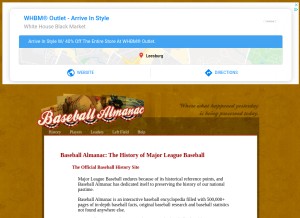 How baseball-almanac.com looks like on a tablet such as an iPad.