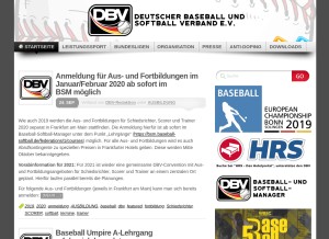 How baseball-softball.de looks like on a tablet such as an iPad.