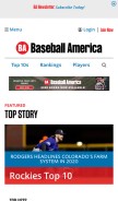 How baseballamerica.com looks like on a mobile device such as an iPhone.