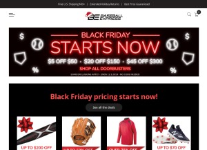 How baseballexpress.com looks like on a tablet such as an iPad.