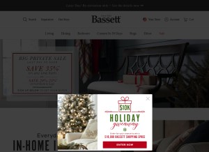 How bassettfurniture.com looks like on a tablet such as an iPad.