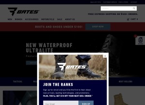 How batesfootwear.com looks like on a tablet such as an iPad.