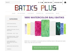 How batiksplus.com looks like on a tablet such as an iPad.